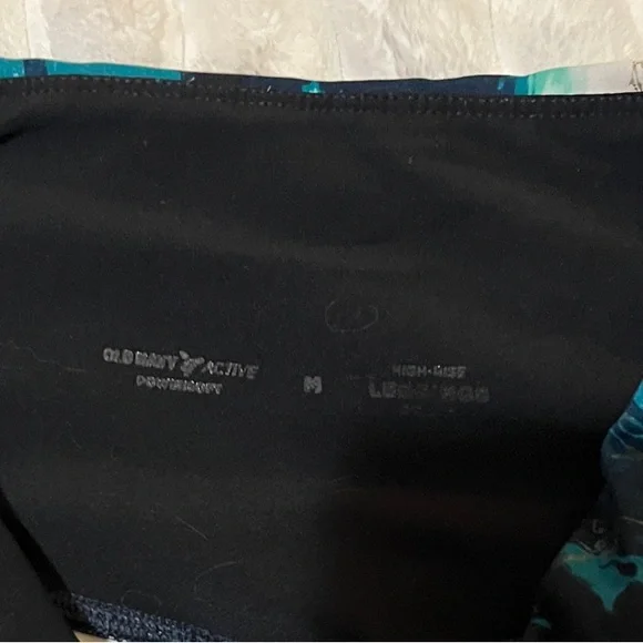 Old Navy Women’s Leggings with Blue and Gold Marble Print - Picture 2 of 3